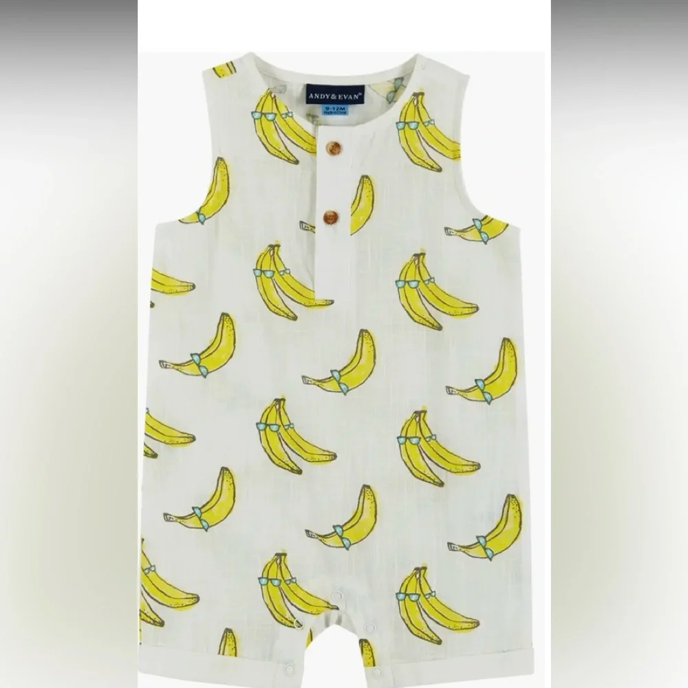 Andy & Evan Banana 🍌 Romper & Bucket Hat Set